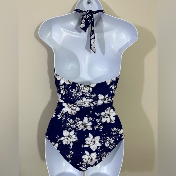 B 2 Prity sz med 1 piece swimsuit in a blue & white beachy look Nearly new - Picture 9 of 14